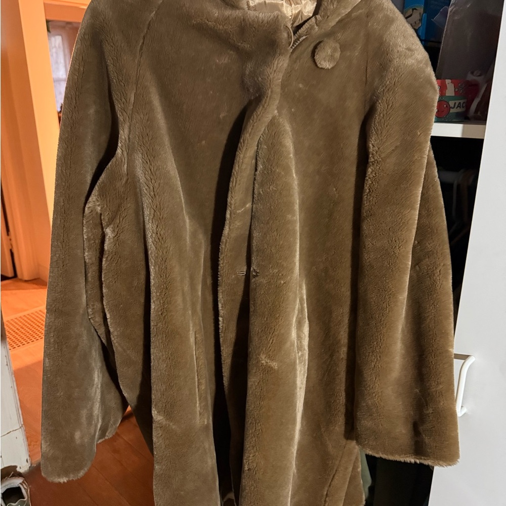 Dennis Basso Tan Faux Fur Jacket